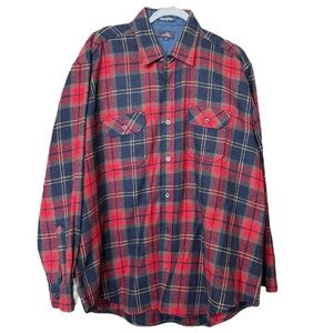 Carl Michaels Vintage Wool Blend Plaid Flannel Shirt XL Red